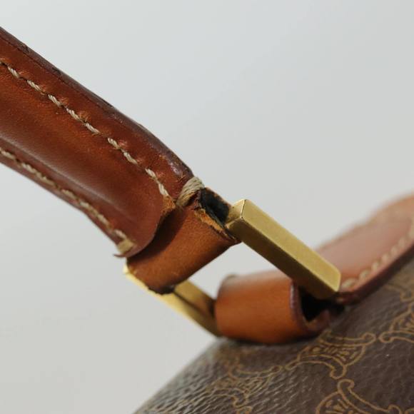 CELINE Macadam Canvas Hand Bag PVC Leather 2way Brown Gold Auth 86265 - Picture 9 of 16